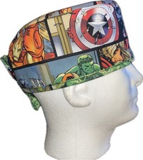 Marvel Characters In Circles Scrub Hat Chemo Cap