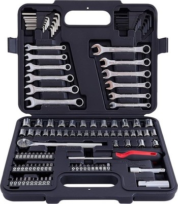 MECHMAX 121 Piece Mechanic Tool Set, 1/4 & 3/8 Inch Drive Metric & Standard So