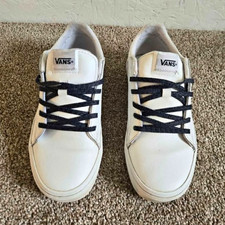 VANS Low Top Lace-Up Sneakers White/Black Rubber Sole Solid Athletic Casual