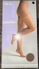 Silk Impressions  2 Pair Women's Pantyhose Cocoa 15 Denier Sheer  3XL