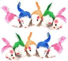 Play Fur Mice Cat Toys Mixed Bag Of 10 Play Mice With Rattling Sounds 4 Color