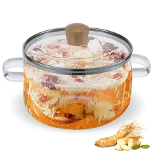 1pcs Glass Saucepan with Lid 1.6L Heat Resistant Borosilicate Glass Pot - NEW