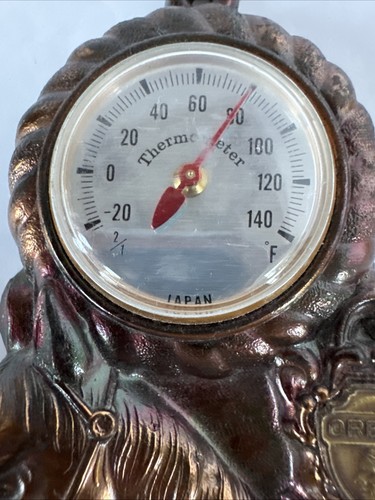 50er Jahre Coppertone oder Messing Pferdekopf Thermometer Souvenir of Oregon - Bild 3 von 13
