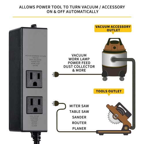 Automatic Vacuum Switch, Dust Collector Switch for Power Tools, Auto Delay Va... - Picture 3 of 7