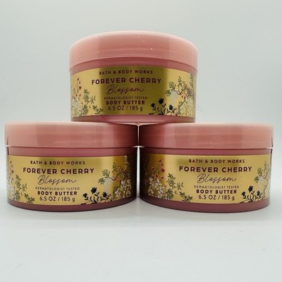 NEW! 3/BATH & BODY WORKS FOREVER CHERRY BLOSSOM BODY BUTTER 6.5 OZ