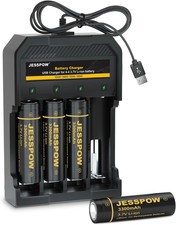 4 Pack 18650 Rechargeable Batteries 3.7V 3300mAh Flat Top with Smart Charger