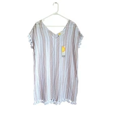 C&C California Swim Suit Cover Linen Blend Tan White Women's Size Small Boho