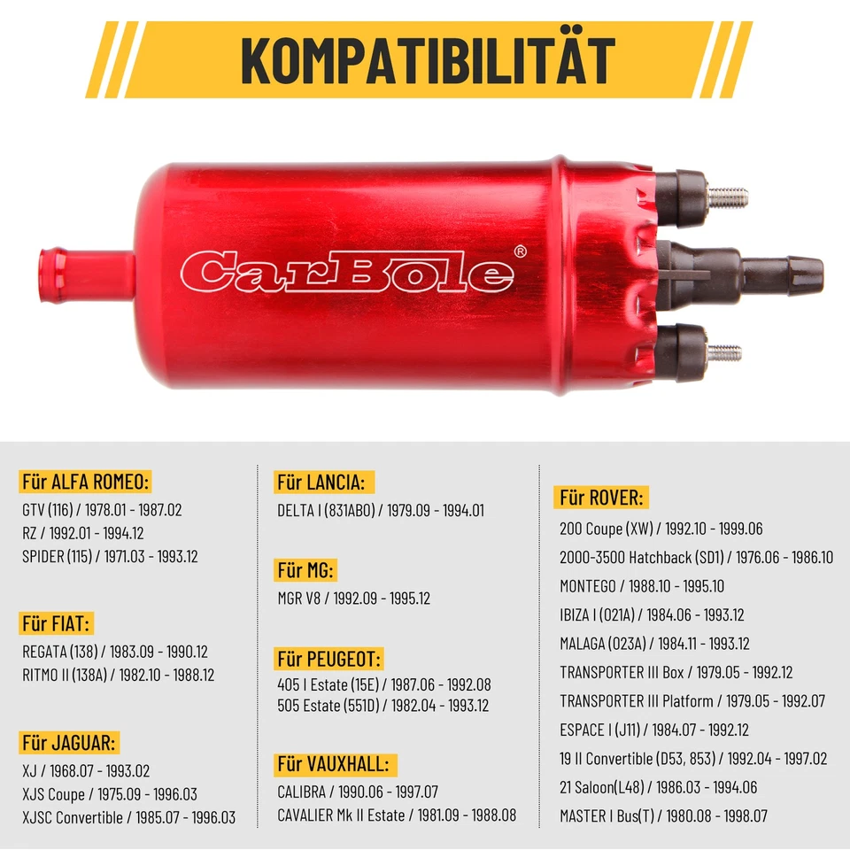 Bomba de combustible en línea para Vanagon 635CSi Alfa Romeo Spider externa 0580464070 EP227 Foto 4 de 4