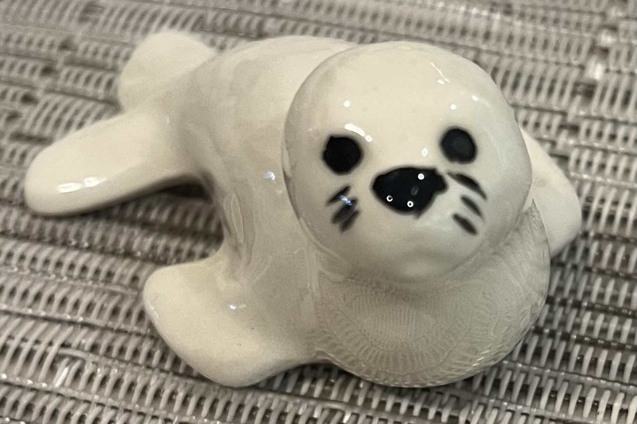 Baby Seal miniature white small miniature figurine china bone vintage animal sea