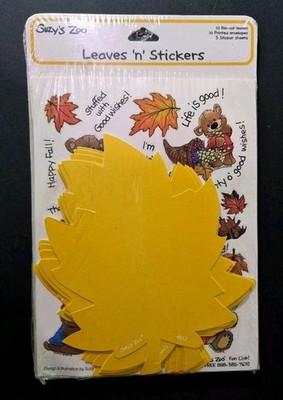 Vintage Suzy's Zoo Leaves & Stickers Note Card Set Sealed Pkg