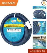 Pool Vacuum Hose - 1-1/2" x 36' Professional Heavy Duty Pool Hose for Ingroun...