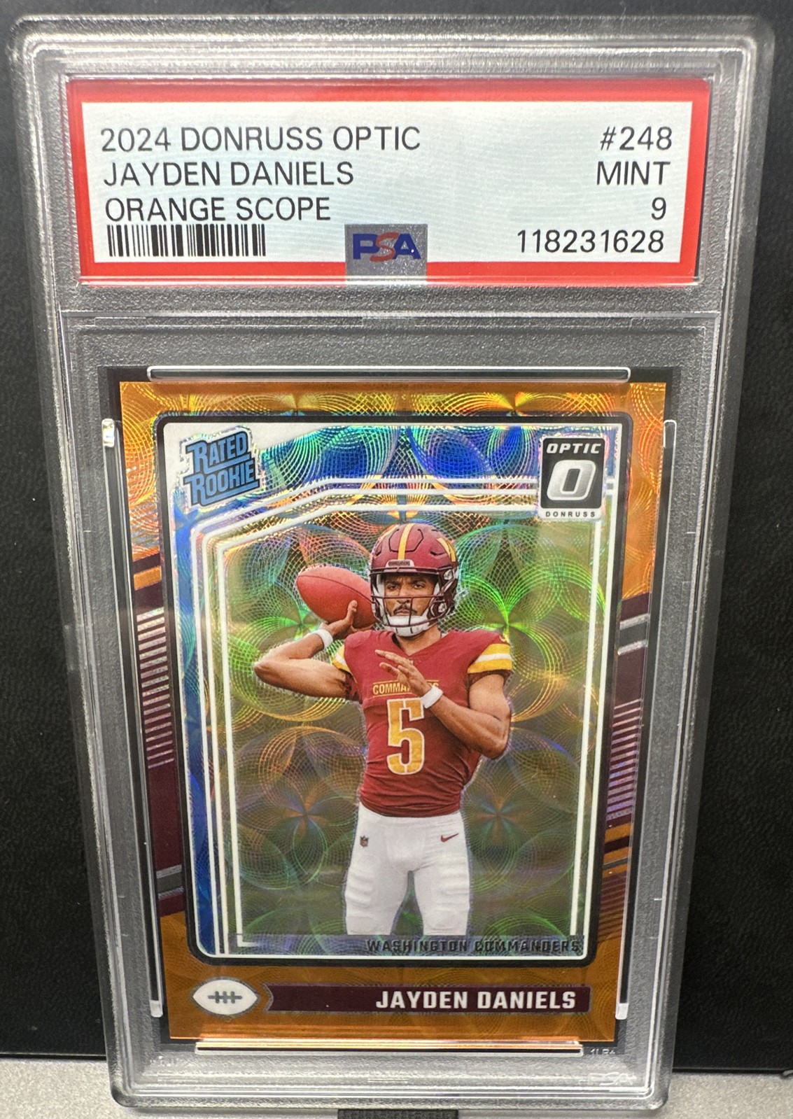 2024 Panini Donruss Optic -Jayden Daniels #248 Orange Scope Prizm /79 PSA 9