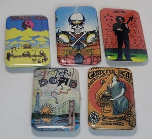 Grateful Dead Pinback Button 5 vintage rectangular buttons