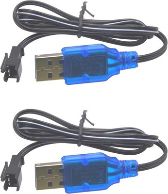 2 PackUniversal 3.7V USB Charger Cable with SM-2P Plug for Mini RC Cars, Boats,