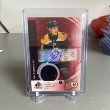 2024-25 Upper Deck SP Game Used John Farinacci Red Auto Jersey /149 Bruins