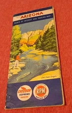 1952 Arizona Chevron Supreme RPM Motor Oil Gas Station Folding Map