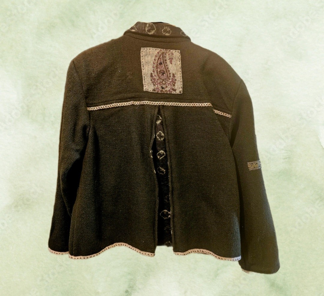Flashback Patchwork Unique Jacket. Dark Olive. Me… - image 3