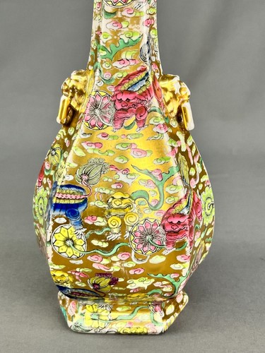 19th Century Mason’s Ironstone Bandana 11 ½” Lidded Vase Lion Handles - Picture 14 of 24