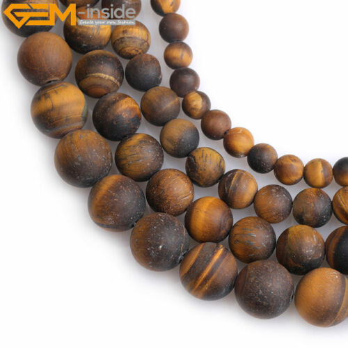 Natural Assorted Frosted Matte Gemstone Round Loose Beeds Jewelry Making 15" DIY - Picture 302 of 408