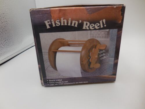 Carrete Fishin' de madera maciza soporte de papel higiénico carrete de pesca acabado roble - Imagen 5 de 10