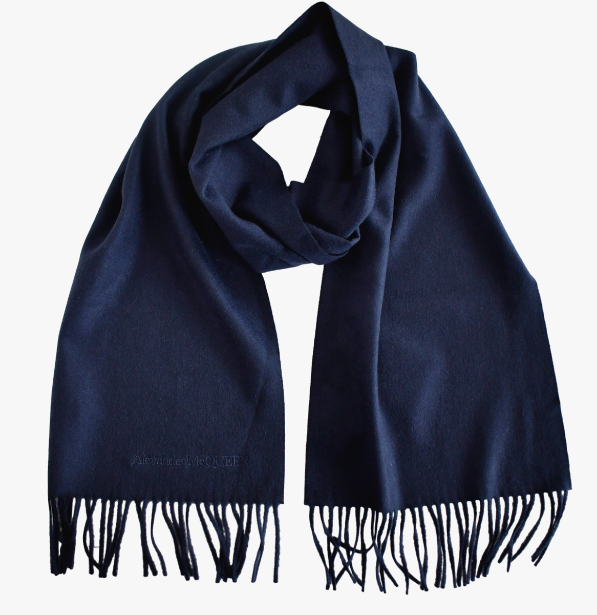 🆕️ Auth ALEXANDER MCQUEEN Solid Navy 100% CASHMERE Long Scarf | eBay
