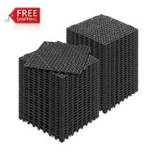 Non-Slip Interlocking Tile Drainage Mats, PVC, 12x12", Easy Assembly, Gray/Blue