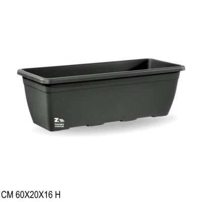 VECA CASSETTA BALCONIERA FIORIERA VASO NAXOS CM 60X20X16 H IN PLASTICA ANTRACITE