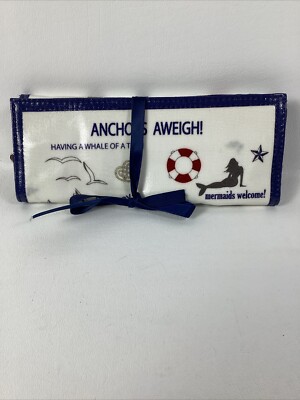 Brighton Jewelry Roll Seaside Chic Mermaids Anchors Aweigh Set Sail Travel 8x9