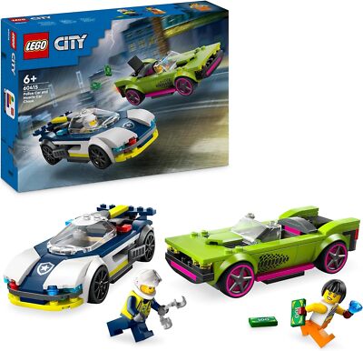 LEGO City Verfolgungsjagd Polizeiauto & Muscle Car, Auto-Spielezug mit 2 Figuren