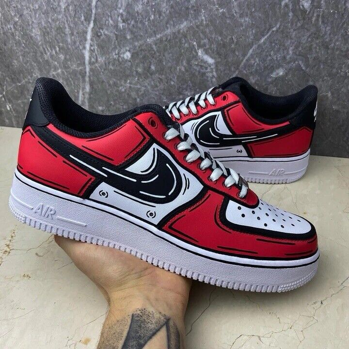 Custom Cartoon Air Force 1's (Red/Black) | eBay Custom Cartoon Air Force 1's (Red/Black) | eBay
