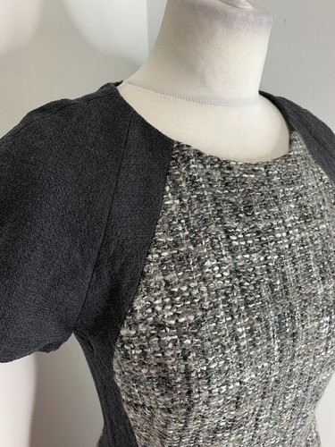 J. Crew sheath pencil dress US 4 UK 8 10 VGC grey boucle tweed panelled - Picture 4 of 10