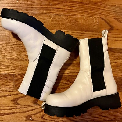 Women s Vagabond Cosmo 2.0 Chelsea Boots White Leather Lug Sole US 8 EU 38
