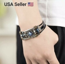 New Lucky Eye Turkish Evil Eye Bracelets Men Women Punk Style Flower Handmade
