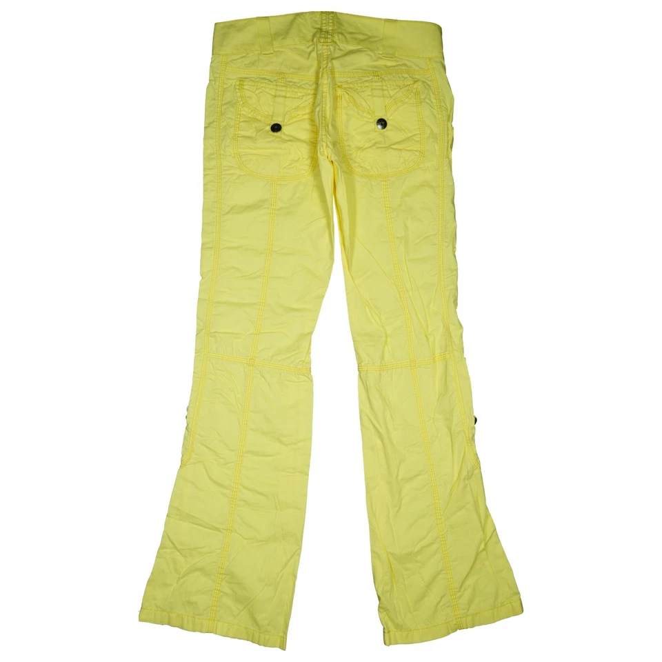 edc by Esprit 32 L32 Jeans Hose gelb Wmn Bootcut dünn low Cargo Turn Up Zip W27 - Bild 4 von 4