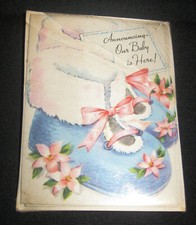 Vintage Sterling Baby Boy Birth Announcement Cards Envelopes 5