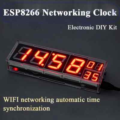 DIY Networked Clock 8-digit Digital Temperature Alarm Clock Automatic Dimming