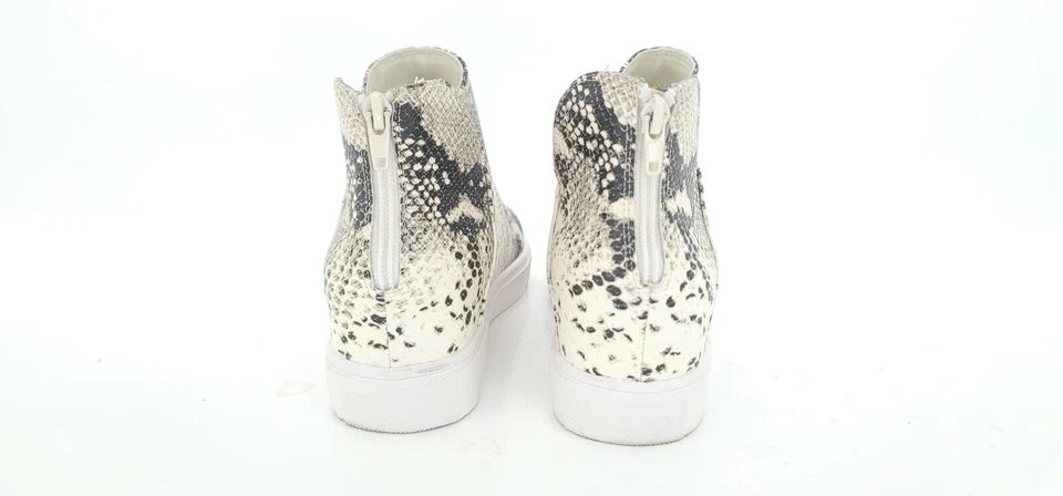 Steve Madden Women Faux Snake Skin Hi Top Hidden Wedge Back Zip Sneakers Sz 8M - Imagem 4 de 4