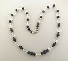 Black and Clear Crystal Bead Necklace 24"