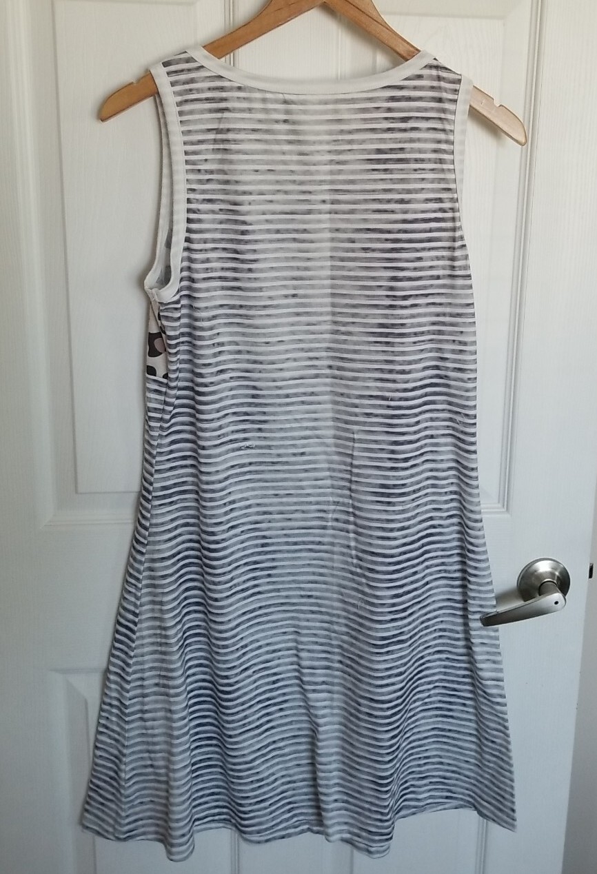 Gray Leopard Patchwork Striped Sleeveless Dress M… - image 3