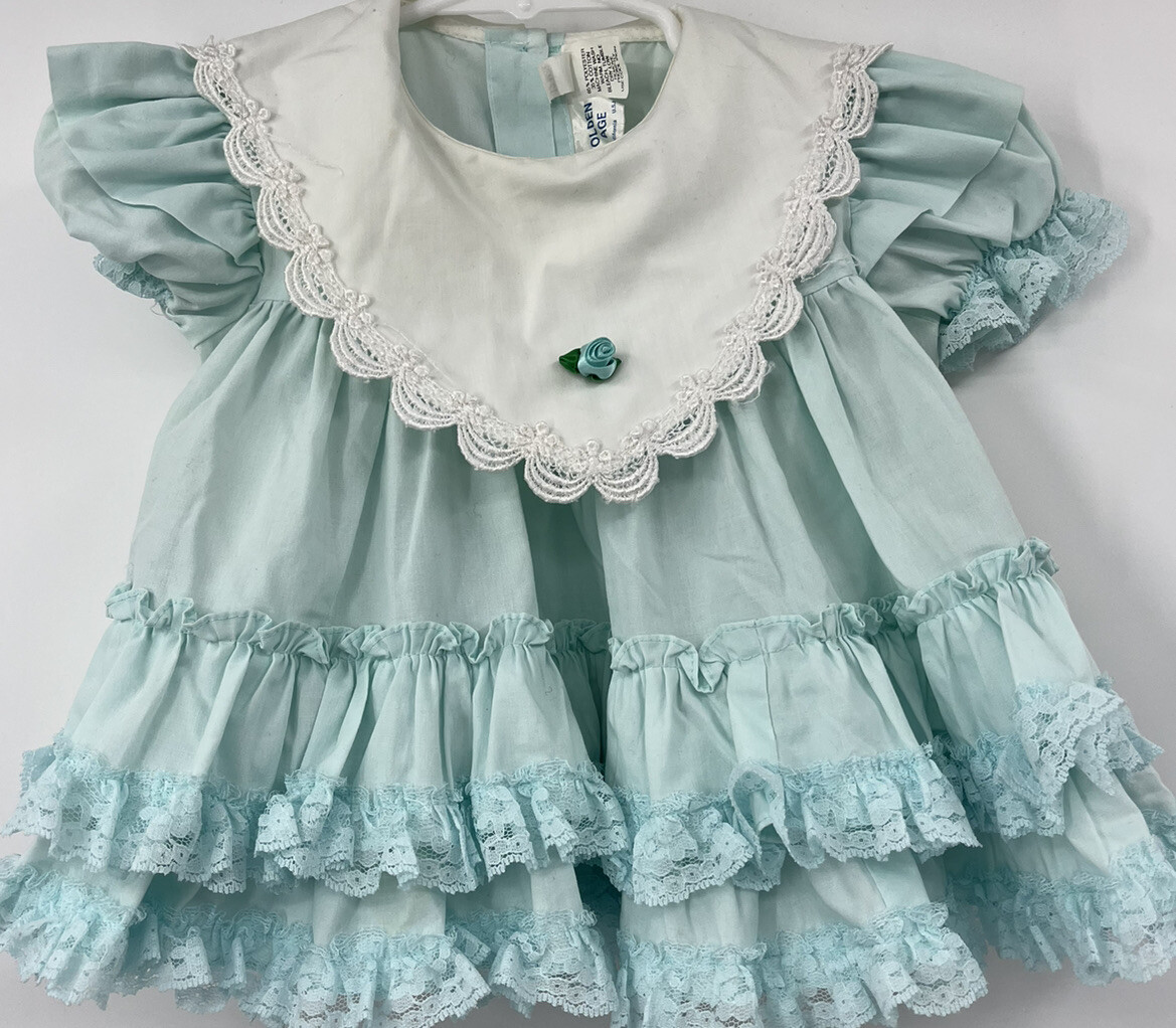 Vintage Golden Age Dress Size 12 Months Ruffles Lace Trim Full Circle USA | eBay Vintage Golden Age Dress Size 12 Months Ruffles Lace Trim Full Circle USA | eBay