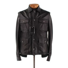 Latini NWT 100% Leather Field Jacket Size 50 (M US) In Solid Black