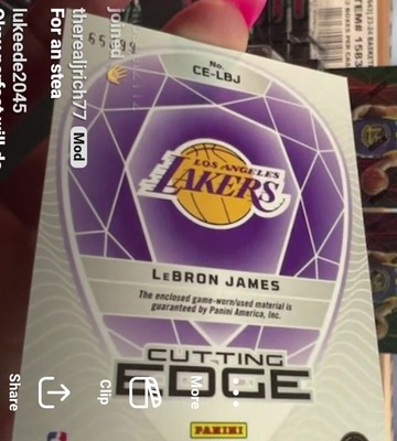 2023-24 Obsidian LeBron James Orange Flood Cutting Edge Game Used 