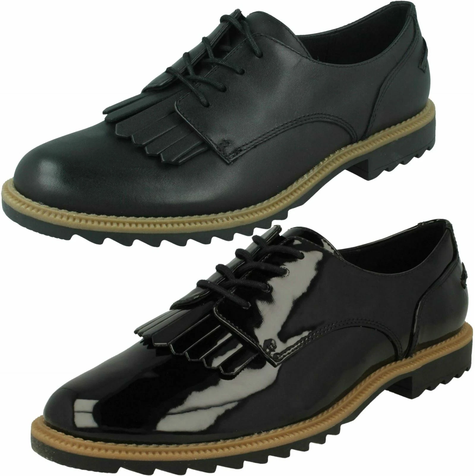 Scarpe stringate donna Clarks 'Griffin Mabel' in pelle nera vestibilità D