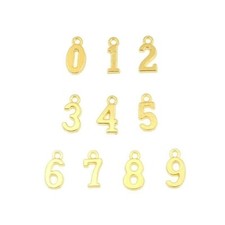 Gold Charm Set Lot of 10 pcs 15x8mm Assorted Number Charms 0 1 2 3 4 5 6 7 8 9