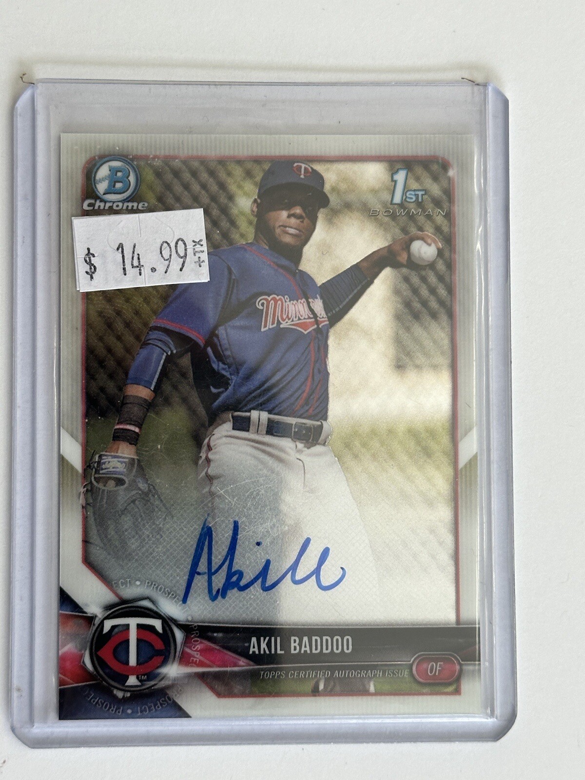 2018 Bowman Chrome Prospects 1st #BCPA-AB Akil Baddoo On Card Auto Twins Tigers