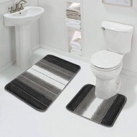 Non Slip Bath Mat Extra Large Bathroom Rug Water Absorbent Toilet Pedestal Mat