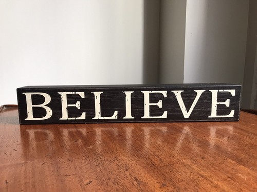 Believe Painted Wooden Inspirational Motivational Sign Rustic Primitive Brown - Picture 2 of 3