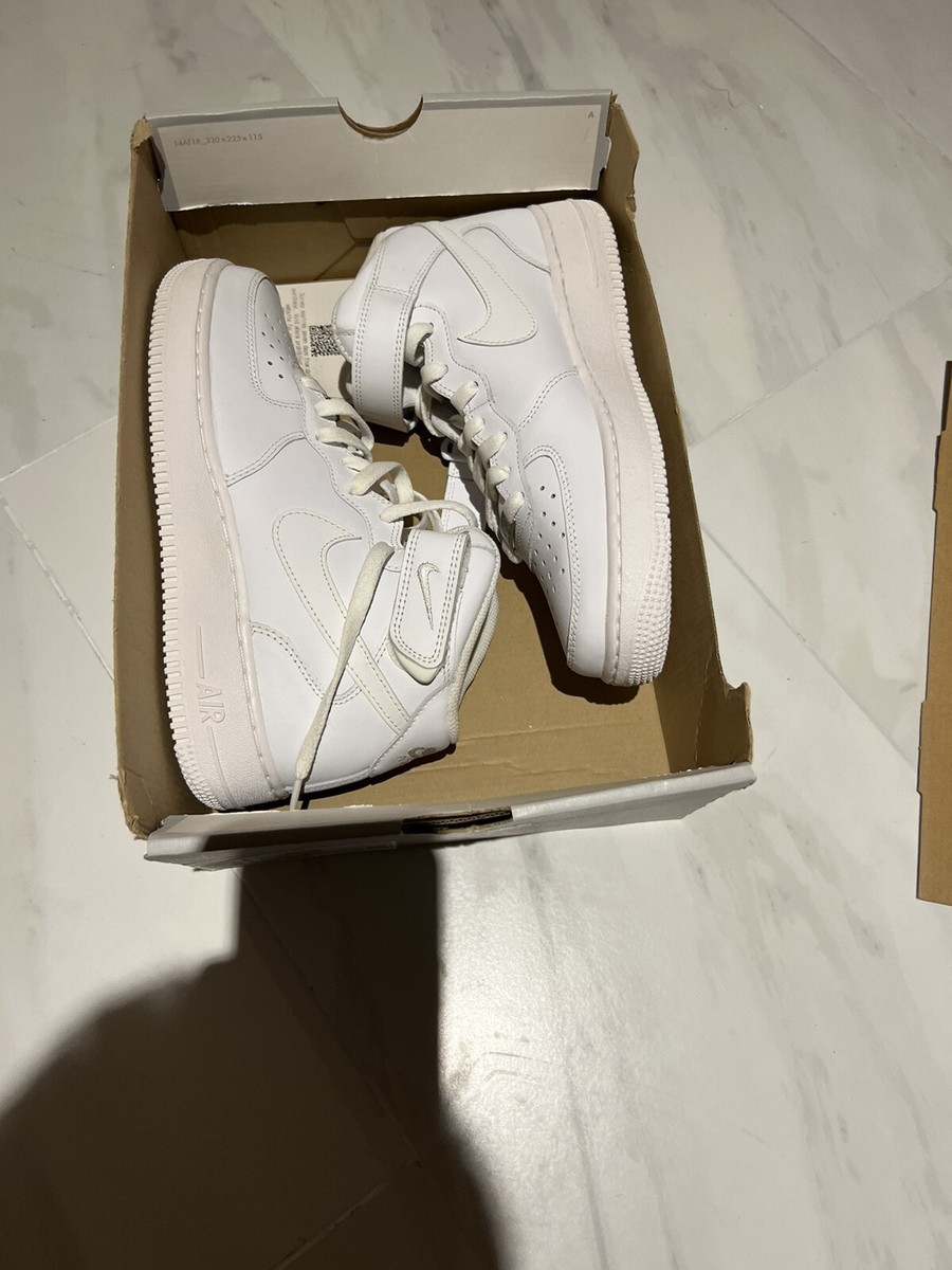 NEW Nike Air Force 1 Mid Triple White Leather Sneakers