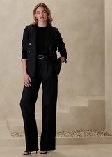 Banana Republic Palma Straight-Leg Linen Pant  Black 8 579857 NEW