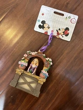 DISNEY SKETCHBOOK TANGLED RAPUNZEL ON BALCONY PASCAL SINGING CHRISTMAS ORNAMENT